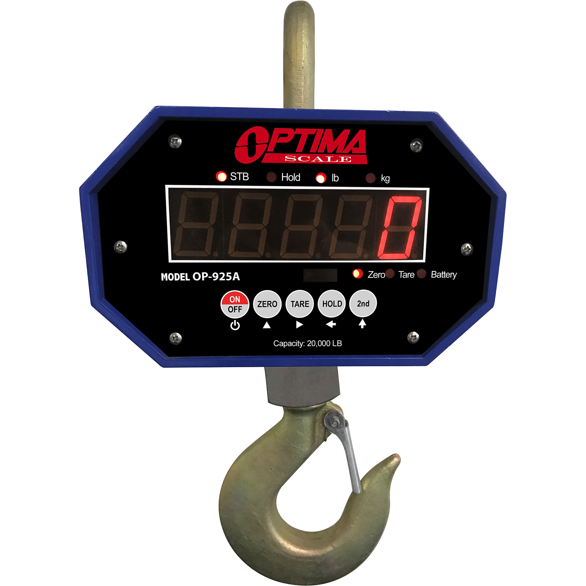 Optima Scale Crane Scale, 20,000-Lb. Capacity, 5-Lb. Display Increments, Model# OP-925A-20K